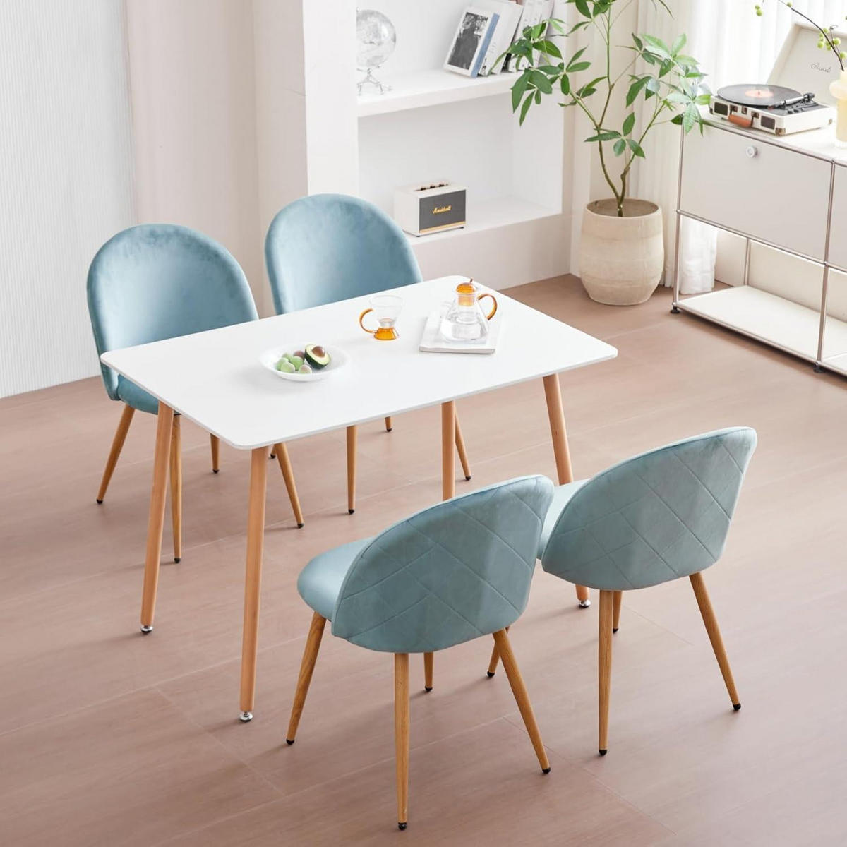 ESSZIMMERSTUHL 4er-Set Samt Grün mit Metallbeinen - Türkis, Textil (43/80/47.5cm)