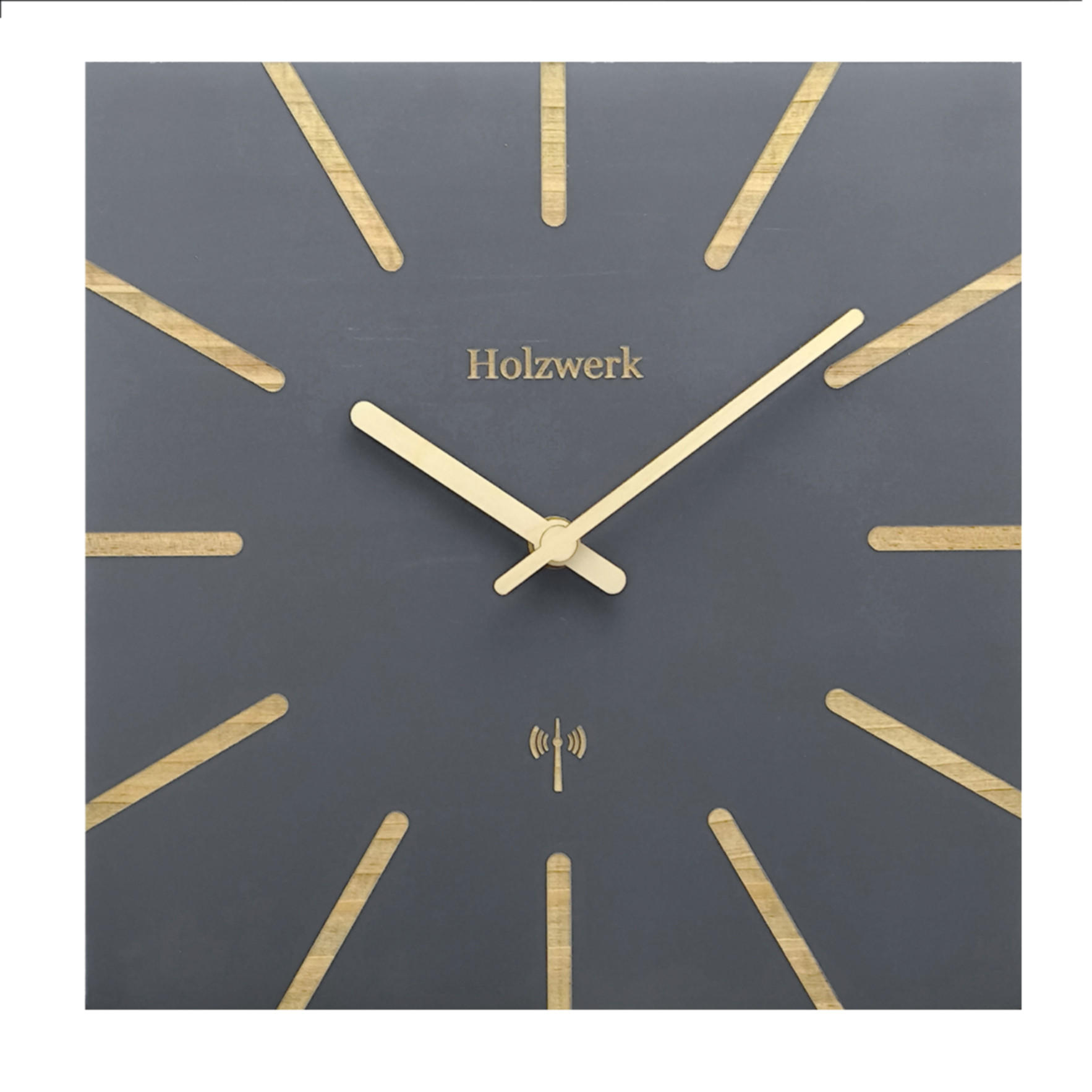 Holzwerk Wanduhr Dunkelgrau 25x25x2 cm