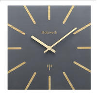 WANDUHR Holz Designer eckige MAINBURG (FUNK) Loft Wand Uhr, grau - Dunkelgrau, Holz/Metall (25/25/2cm) - Holzwerk