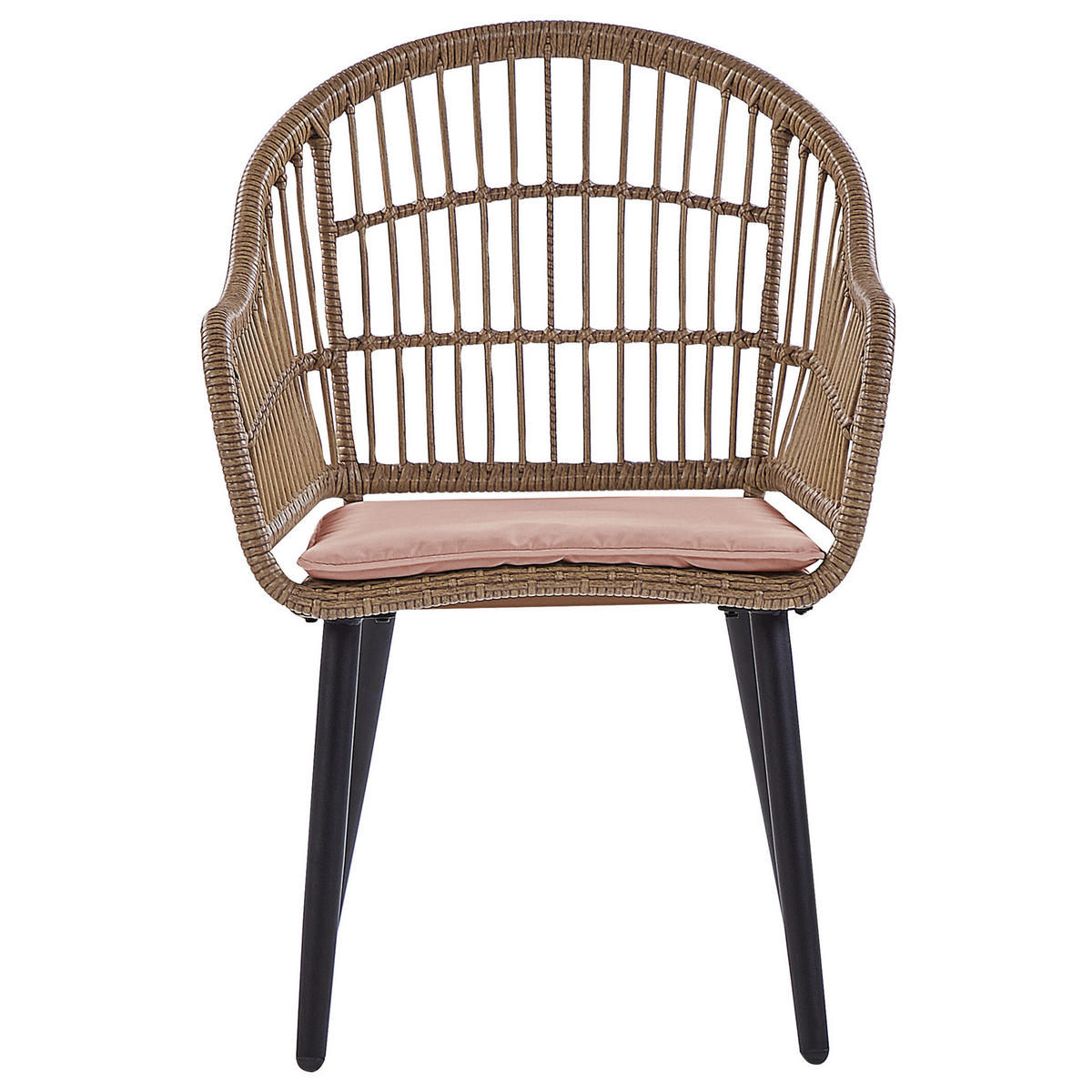 GARTENMÖBEL SET 6-Sitzer Rattan natürlich Auflagen rosa Aliano II - Pink/Beige, Kunststoff - Beliani