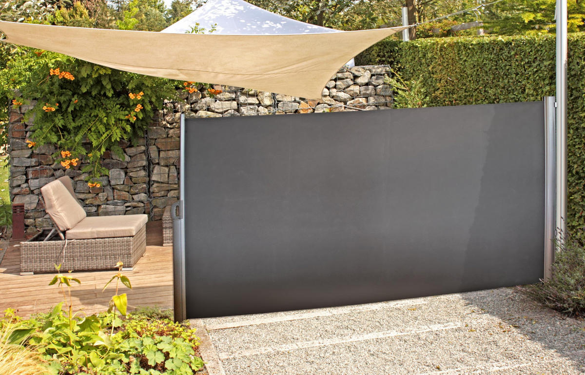 SEITENMARKISE Olyp Anthrazit Polyester Markise ausziehbar - Anthrazit, Kunststoff (9/160/300cm) - DELUKE