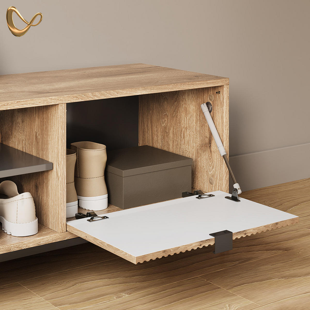 GARDEROBE Aterno Viking Oak Set, 3 Teile - Eichefarben, Holzwerkstoff (100/45/40cm) - Livinity®