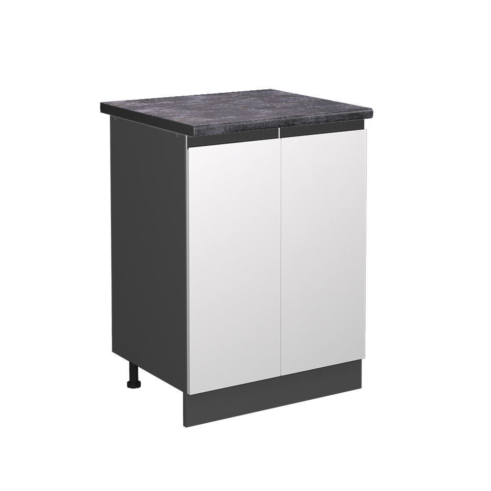 KÜCHENUNTERSCHRANK R-Line Weiß 60 cm, AP Anthrazit - Anthrazit/Weiß, Holzwerkstoff (60/81.6/60cm) - Vicco