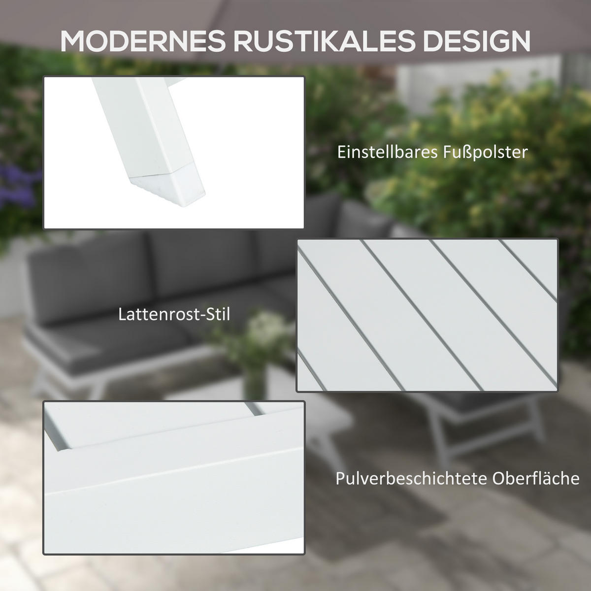 GARTENSET 4-teilig Grau 115.0/61.0/65.0 cm - Grau, Textil