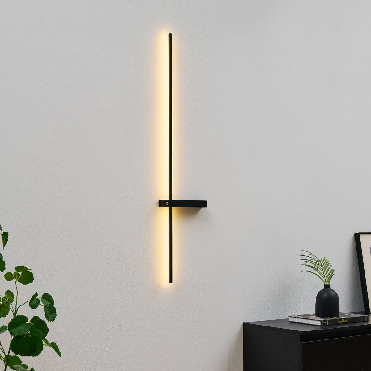 WANDLEUCHTE Stolia, Schwarz, 99cm, Dimmbar - Schwarz, Metall (22/99/22cm) - KOSILUM