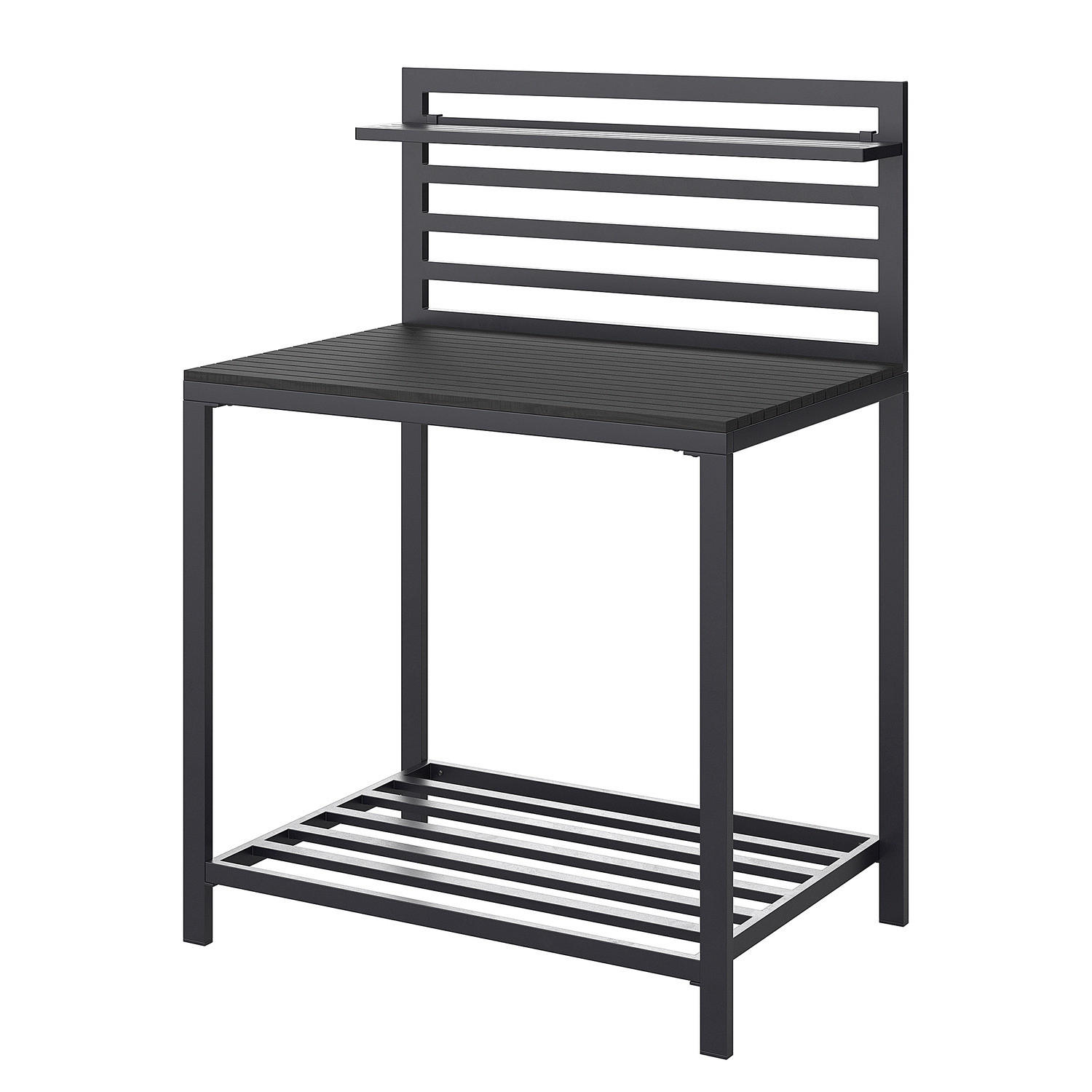 GARTENKÜCHENTISCH - Aluminium / Kunststoff - Schwarz - Schwarz, Kunststoff/Metall (62/90/127cm) - home24