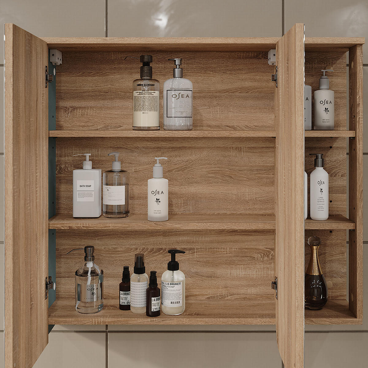 ZRCADLOVÁ SKŘÍŇKA Karen Sonoma/modrá - Sonoma dub/tmavě modrá, kompozitní dřevo (80/75/20cm) - Vicco