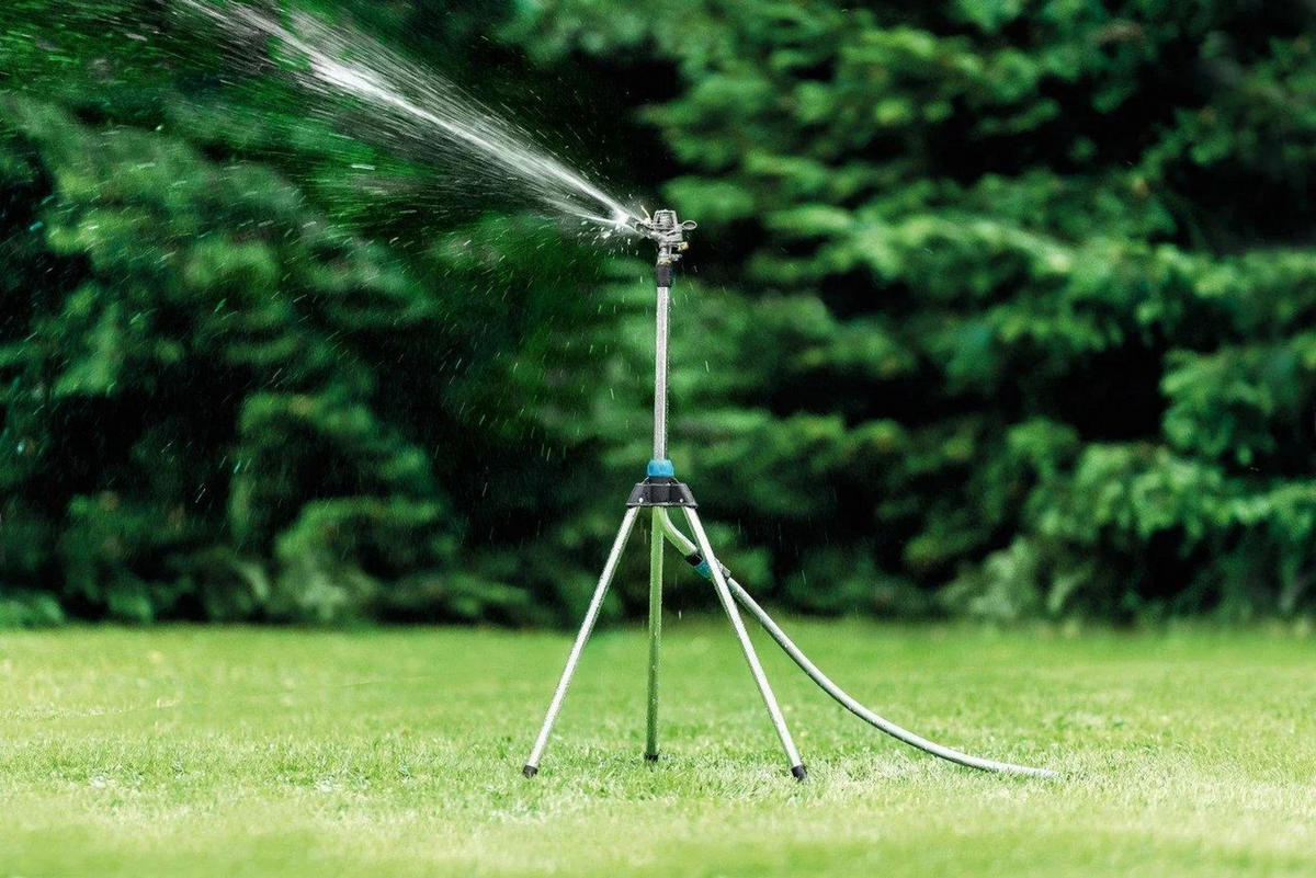 RASENREGNER Impulsregner, Dreibein-Stativ, höhenverstellbar - Silberfarben, Metall (11/11/58cm) - Westfalia