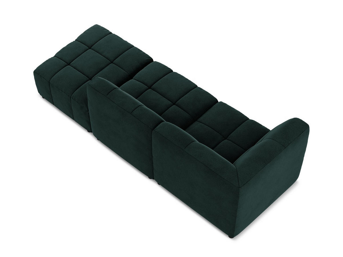 ECKSOFA Rechts Samt Stoff Grün - Salbeigrün/Schwarz, Holzwerkstoff/Kunststoff (240/90cm) - Makamii