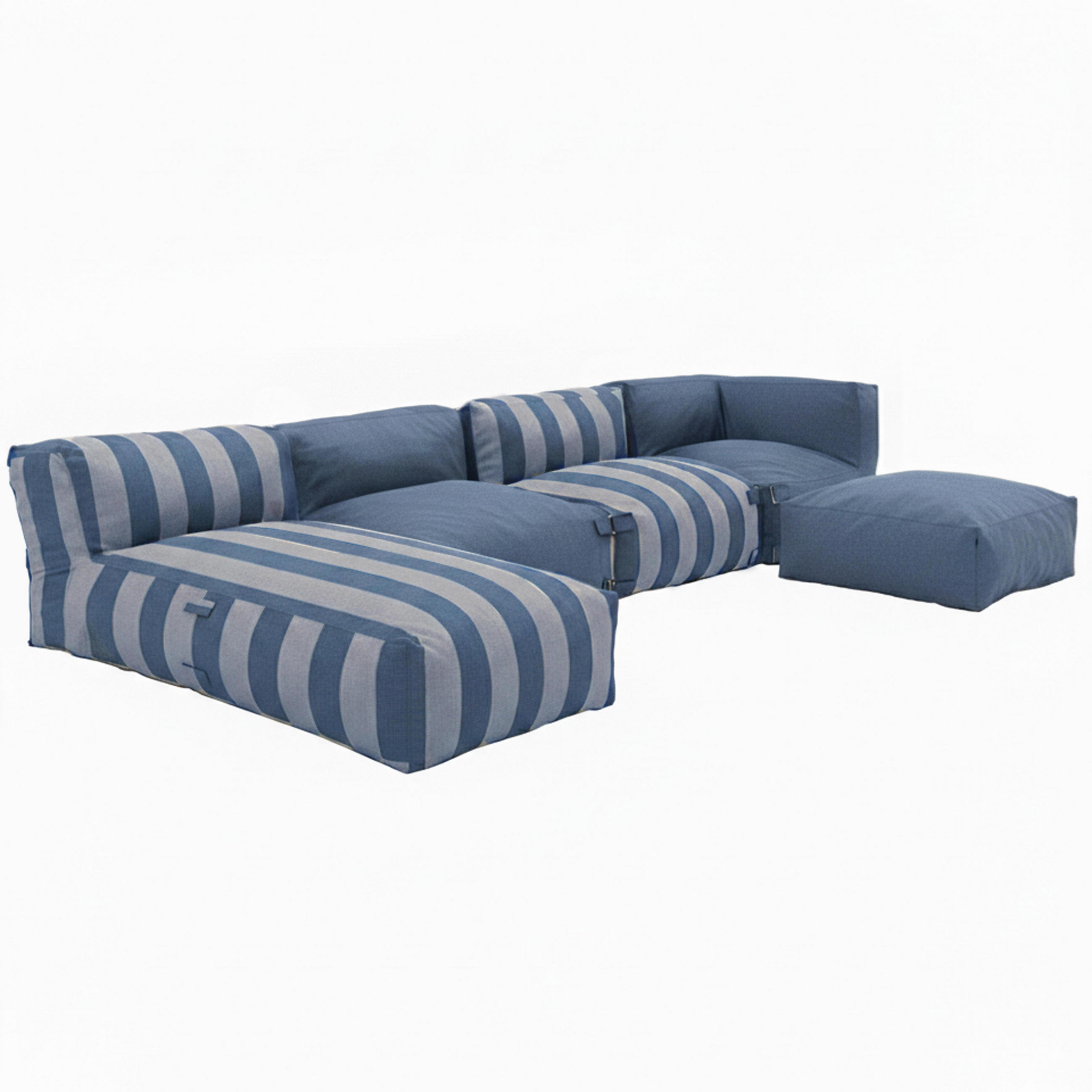 GARTENSOFA mit 5 Sitzplätzen, Pazifikblau - Blau, Textil - Oviala