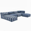 GARTENSOFA mit 5 Sitzplätzen, Pazifikblau - Blau, Textil (85/65/160cm) - Oviala