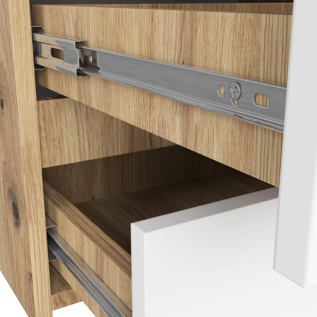 KOMMODE Eiche Artisan, Weiß 35x100x57 cm - Eiche Artisan/Weiß, Holzwerkstoff (100/57/35cm) - Akord