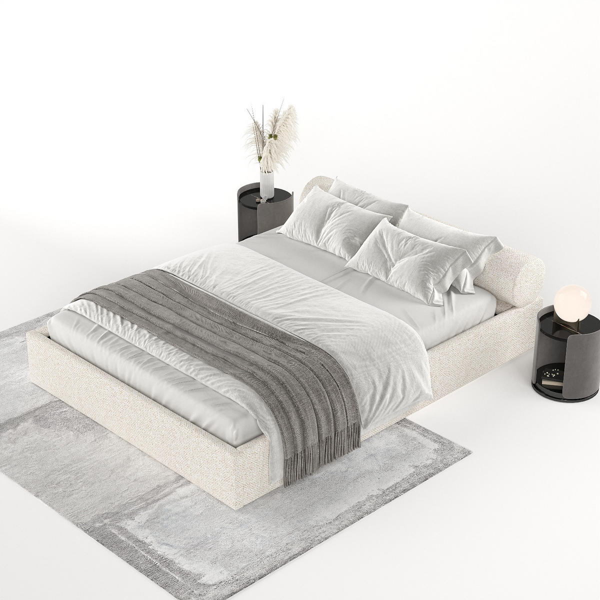 POLSTERBETT Solvo mit Stauraum 200/200 cm Creme im Blur Stoff - Creme/Schwarz, Holz/Holzwerkstoff (200/200cm) - AltaBeds