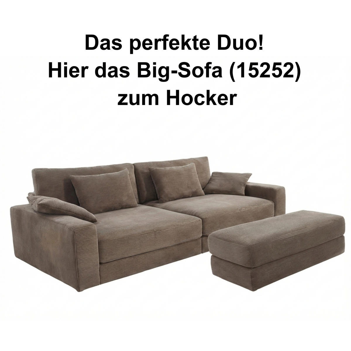 POLSTERHOCKER Federkern B124/T60/H40 cm Cord-Bezug Braun Taupe / 15258 - Schwarz/Braun, Kunststoff/Textil (124/40/60cm) - luma-home