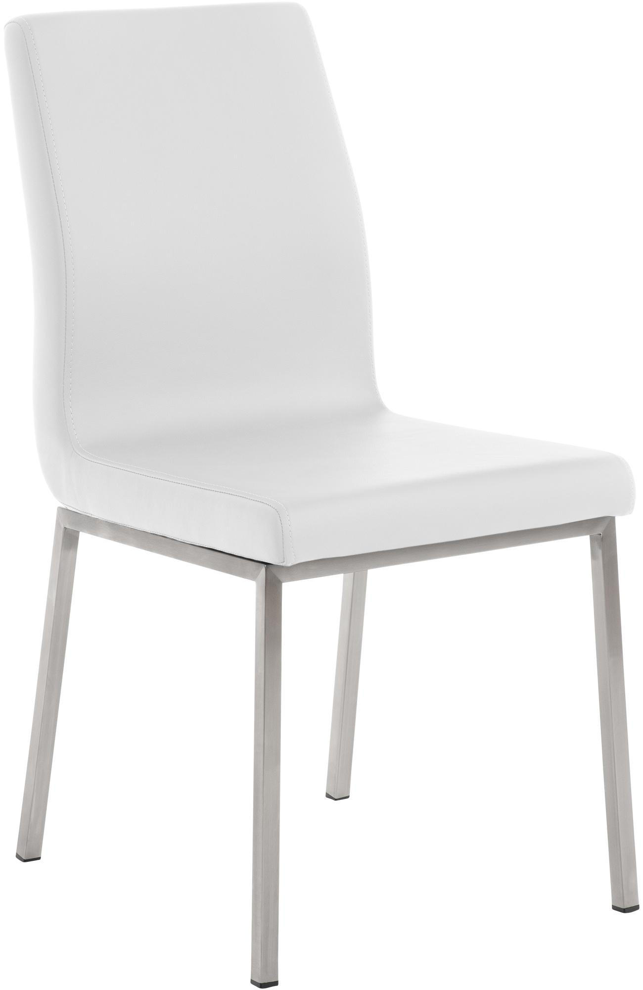 STUHL Lederlook Weiß - Edelstahlfarben/Weiß, Textil/Metall (40/88/50cm) - CLP