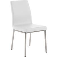 STUHL Lederlook Weiß - Edelstahlfarben/Weiß, Textil/Metall (40/88/50cm) - CLP