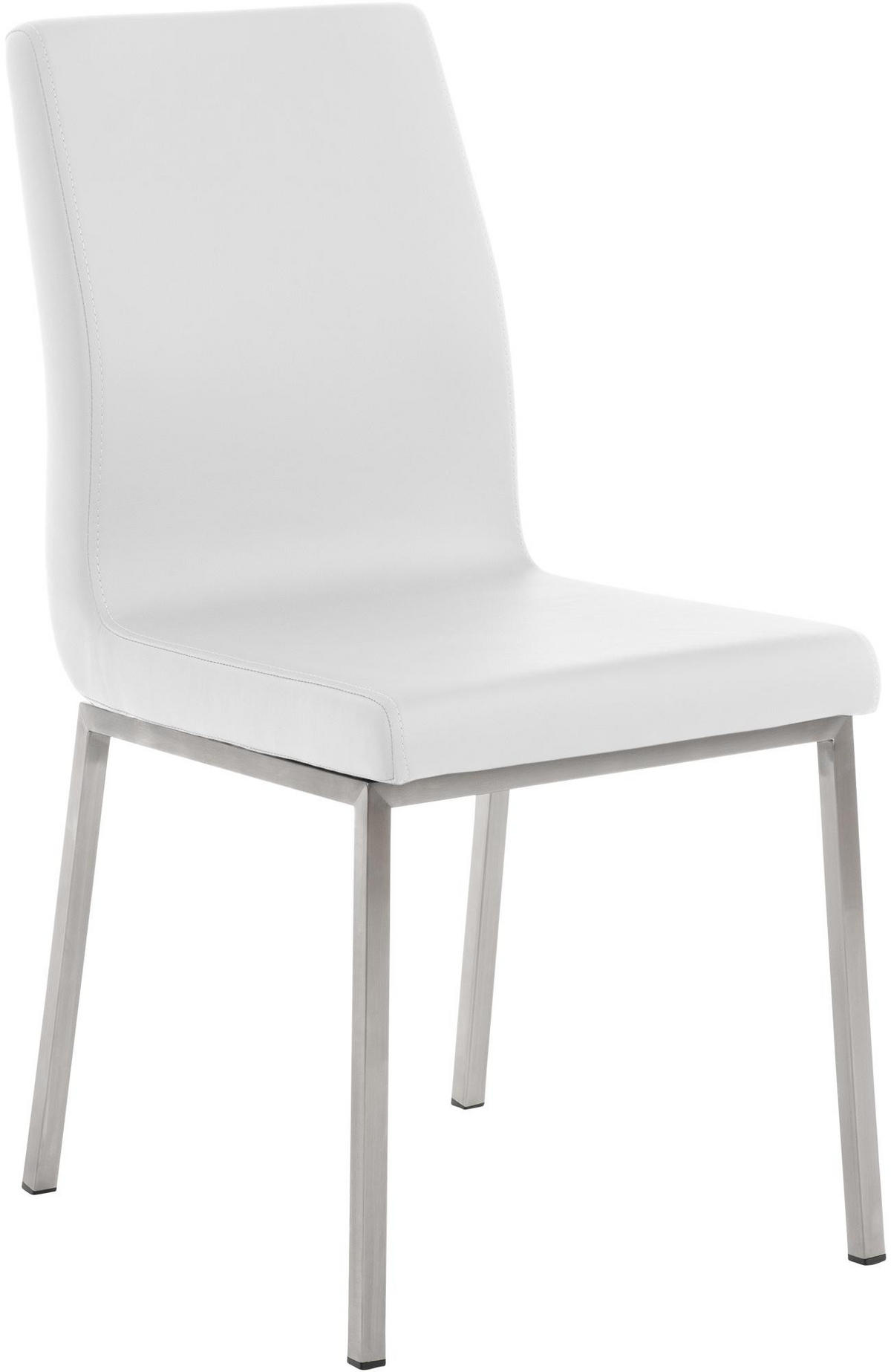 STUHL Lederlook Weiß - Edelstahlfarben/Weiß, Textil/Metall (40/88/50cm) - CLP