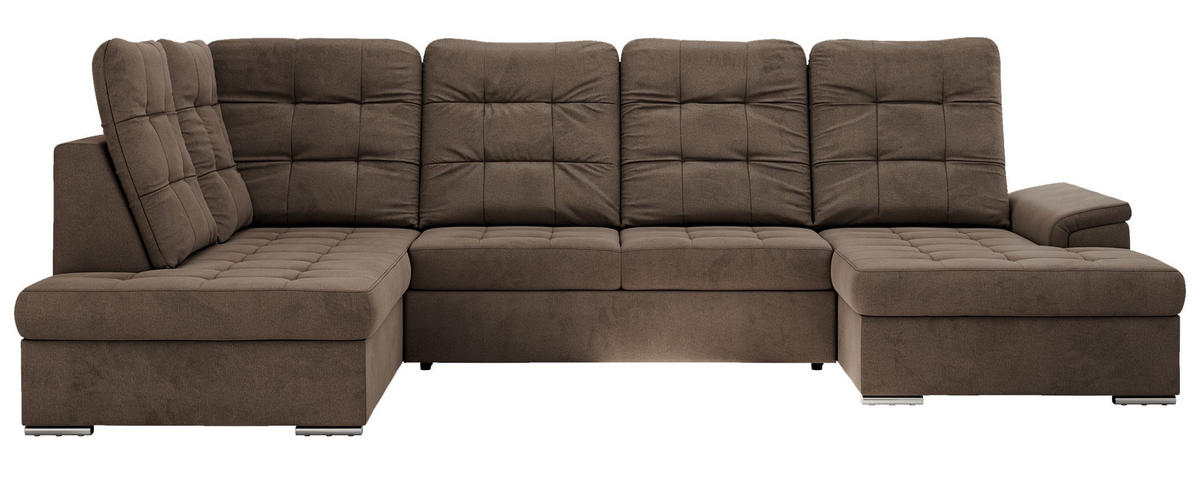 WOHNLANDSCHAFT MADRITO U - Braun Velorus - Links - Silberfarben/Braun, Textil/Metall (204/89/323cm) - MKS