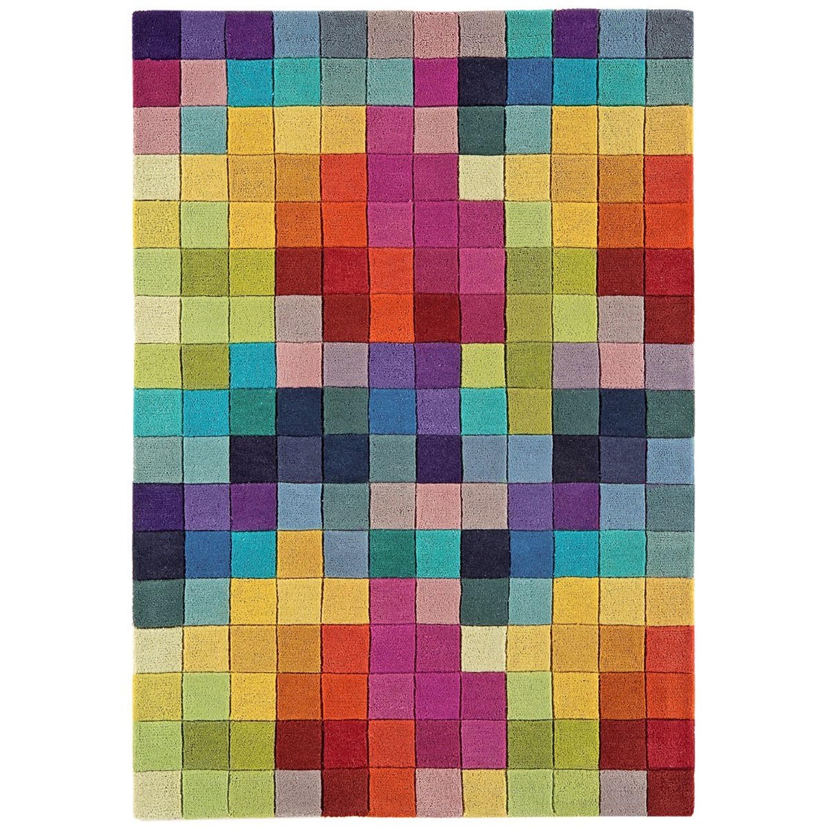 TEPPICH aus reiner Wolle mit bunten Mustern FLASHY BOXES Mehrfarbig 140 x 200 cm - Multicolor, Naturmaterialien (140/200cm) - Novatrend