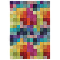 TEPPICH aus reiner Wolle mit bunten Mustern FLASHY BOXES Mehrfarbig 140 x 200 cm - Multicolor, Naturmaterialien (140/200cm) - Novatrend