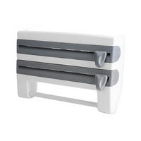 FRISCHHALTEFOLIENSPENDER grau mit Gewürzregal multifunktional 39/24/10 cm - Grau, Kunststoff (39/10/24cm) - Livingandhome