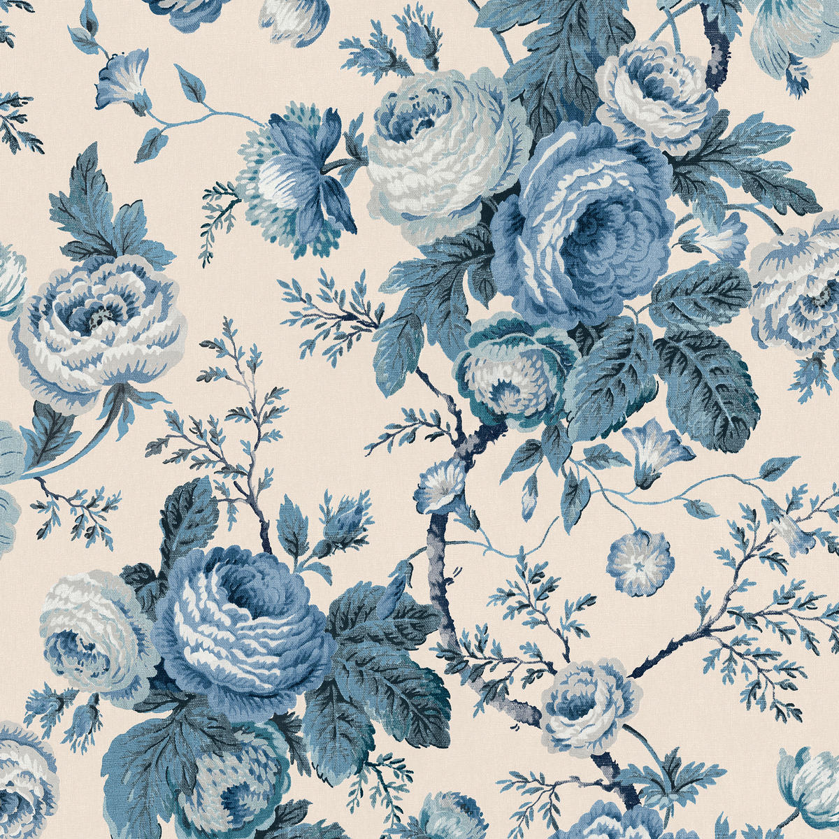 VLIESTAPETE elegante rosen 1000x52cm - Blau, Papier/Kunststoff (52/1000cm) - LAURA ASHLEY