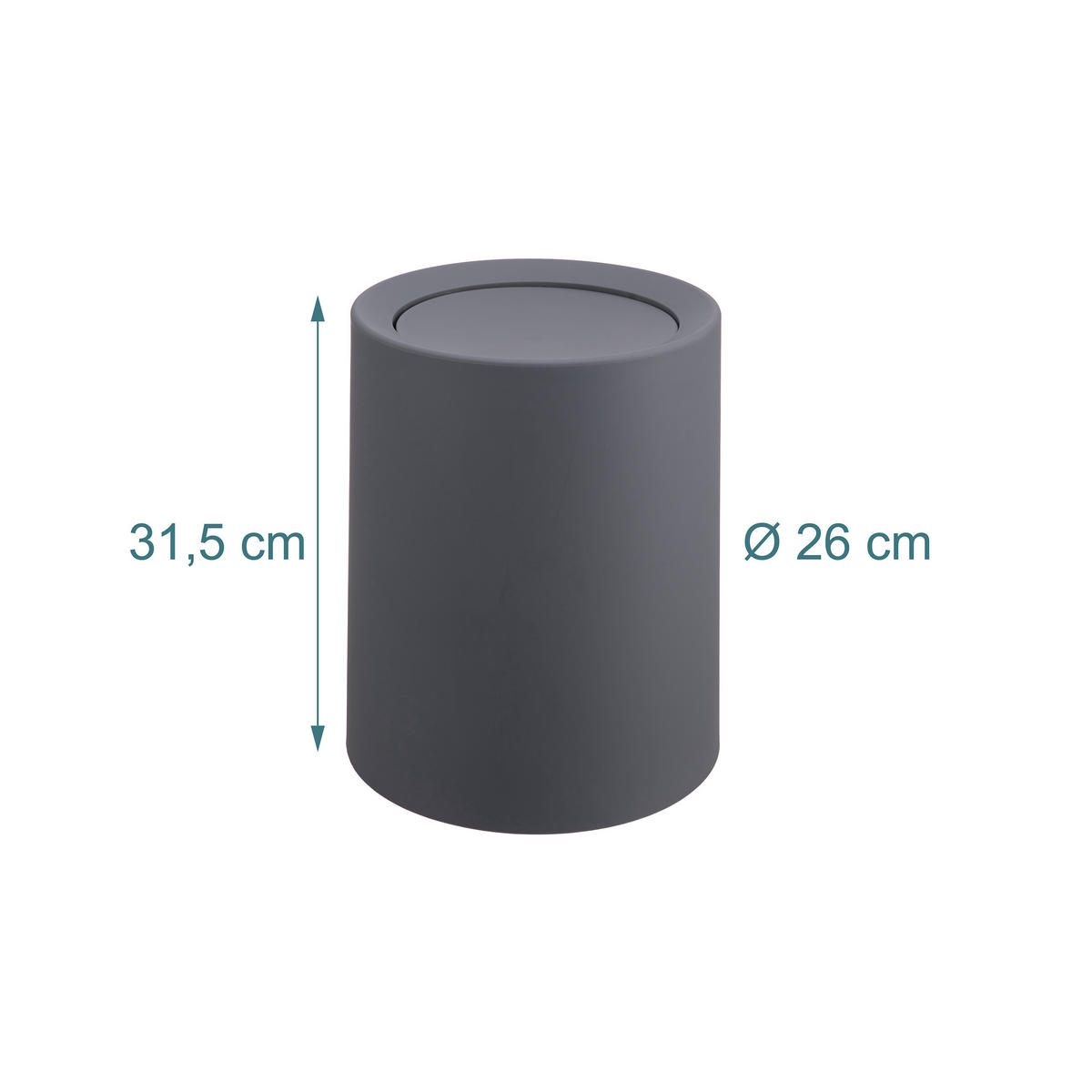 MÜLLEIMER - Anthrazit, Kunststoff (26/31.5/26cm) - Relaxdays