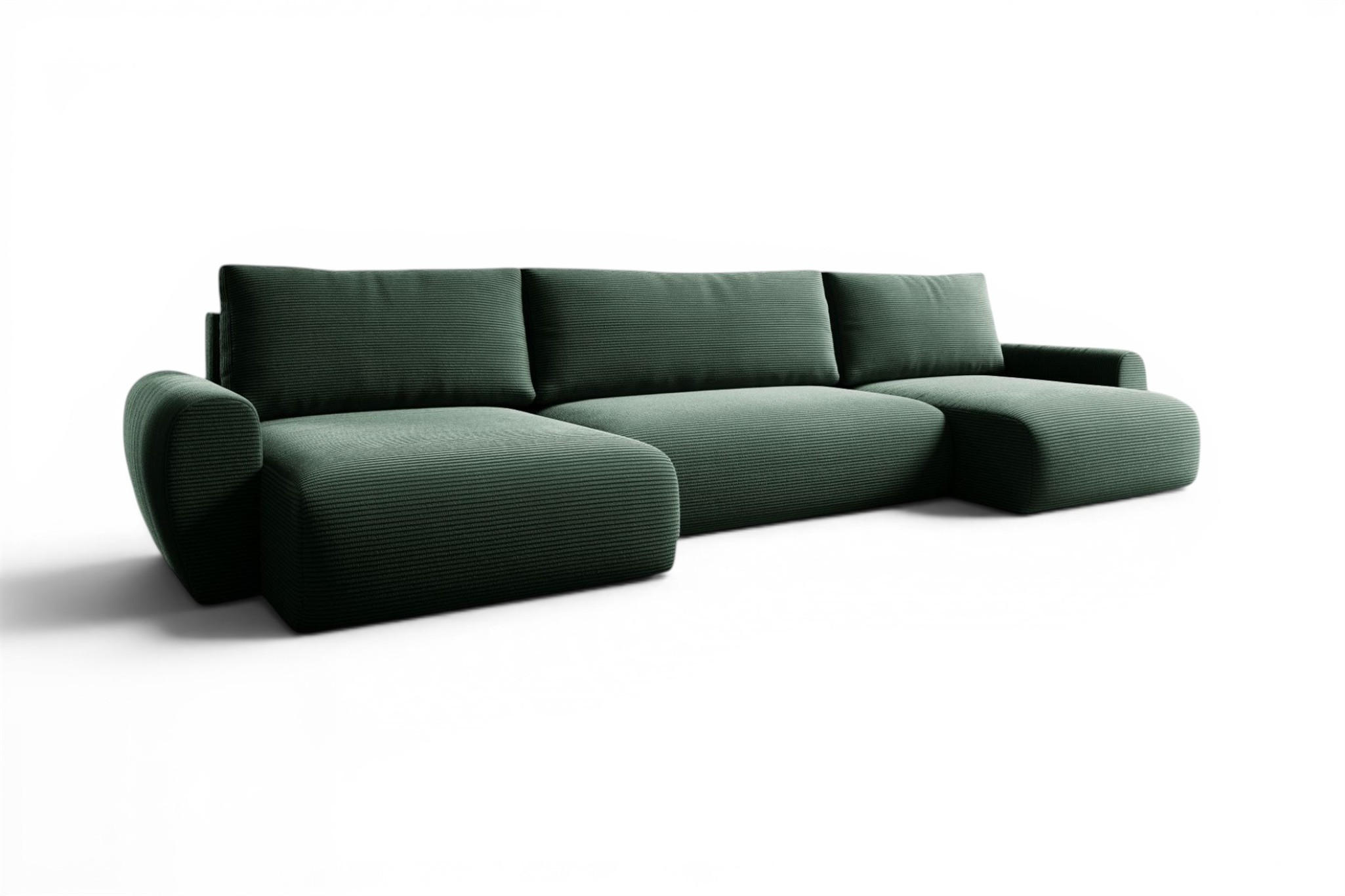WOHNLANDSCHAFT Galan Mit Schlaffunktion - Grün, Holzwerkstoff/Textil (397/70/153cm) - Fun Möbel