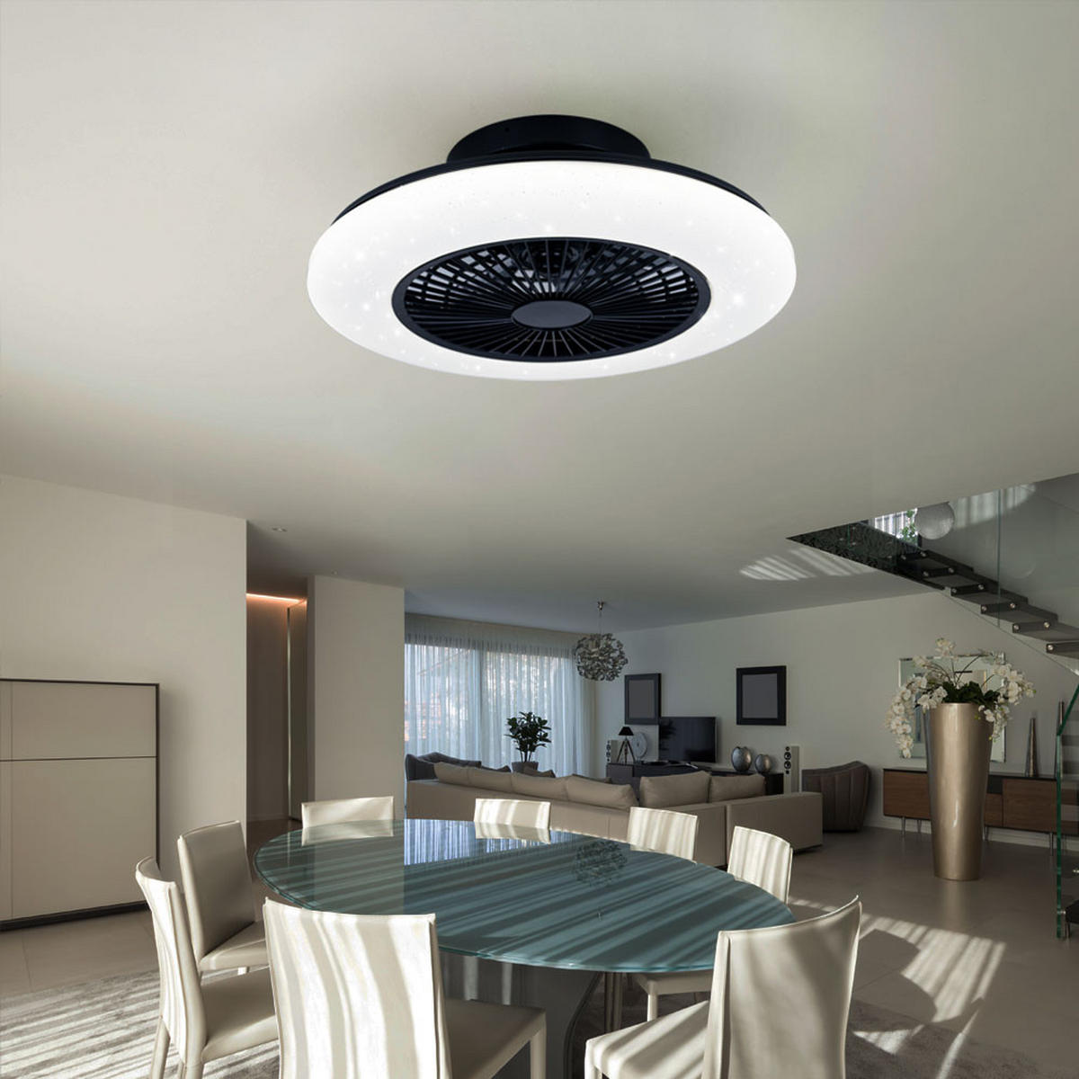 LED DECKENLEUCHTE STRALSUND Schwarz Kunststoff - Schwarz, Kunststoff (50/50/16cm)