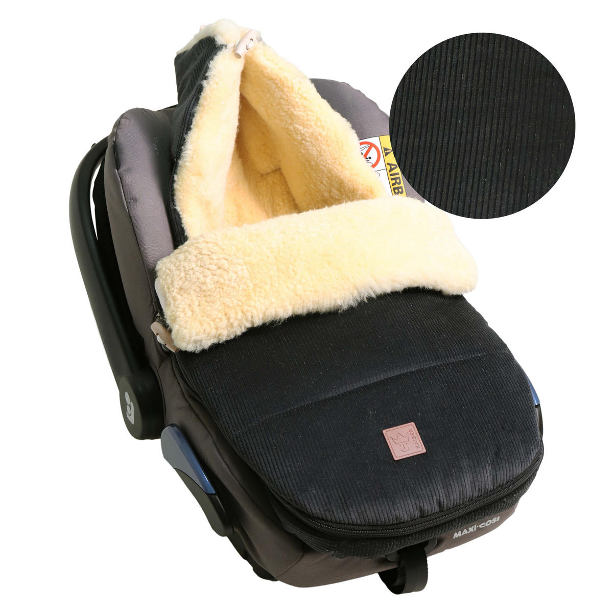 LAMMFELL-BABYSCHALENFUSSSACK Filia Cord, dark grey - Dunkelgrau, Fell (38/5/80cm) - Kaiserbaby