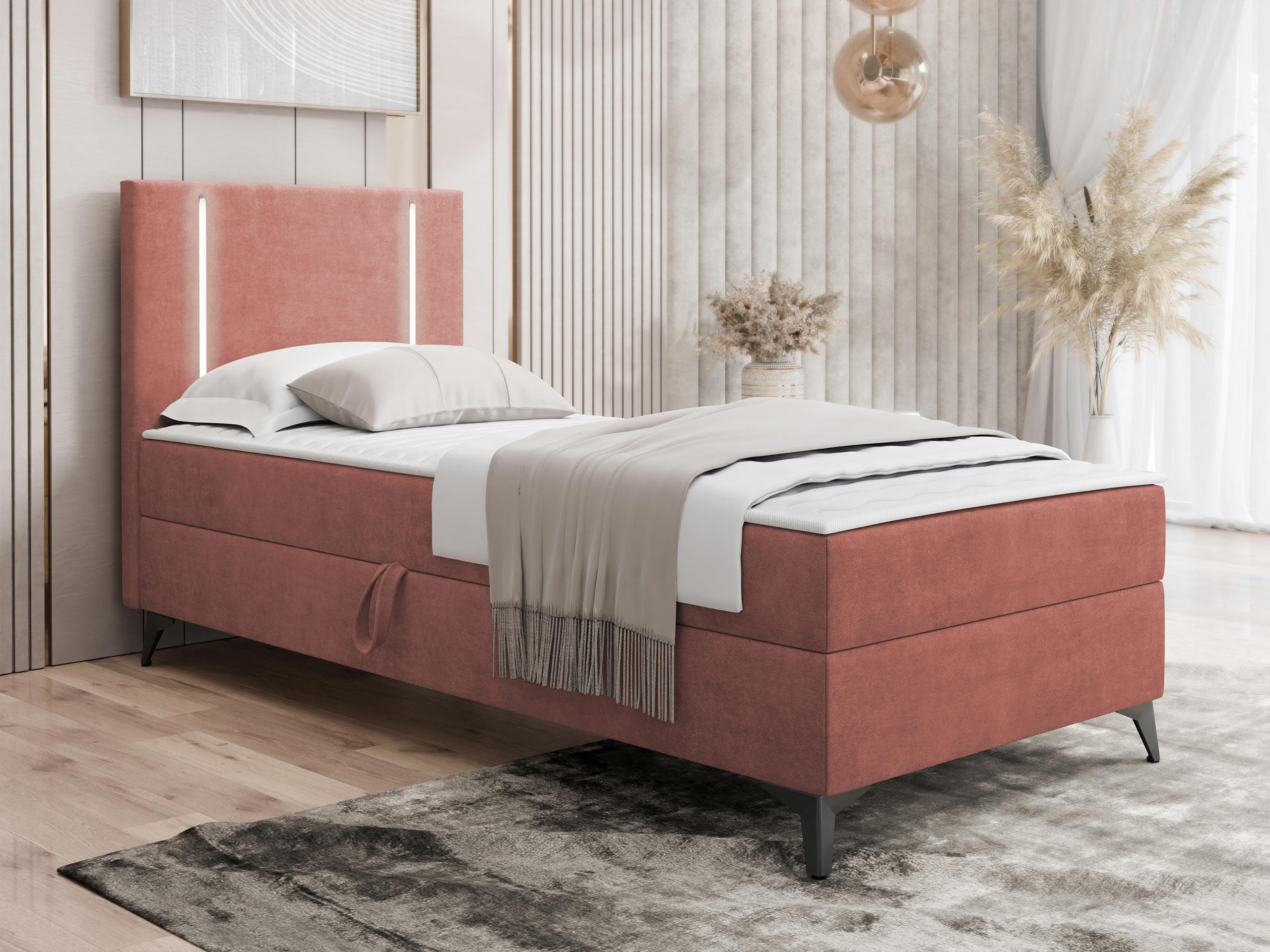BOXBETT Ono 1, Setite: Links - Schwarz/Braun, Holz/Textil (90/200cm) - MIRJAN24