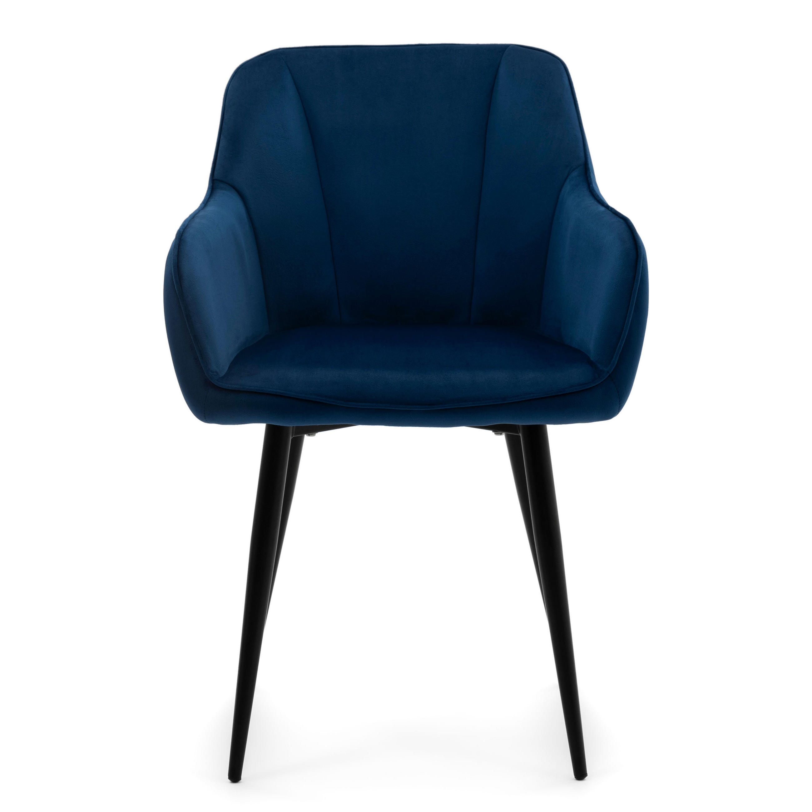 STUHL LAGO gespolsterter mit Steppung - dunkelblau - Samt Velours - Schwarz/Dunkelblau, Textil/Metall (58/85/60cm) - NEW HOME