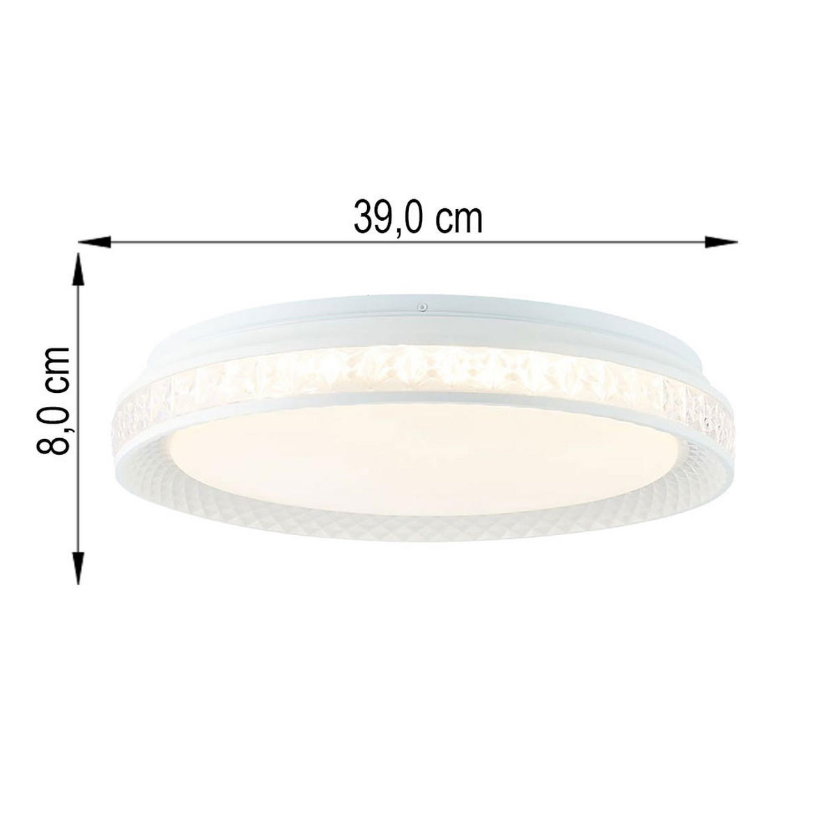 LED DECKENLEUCHTE Kristall Weiß - Weiß, Metall (39/39/8cm) - Brilliant