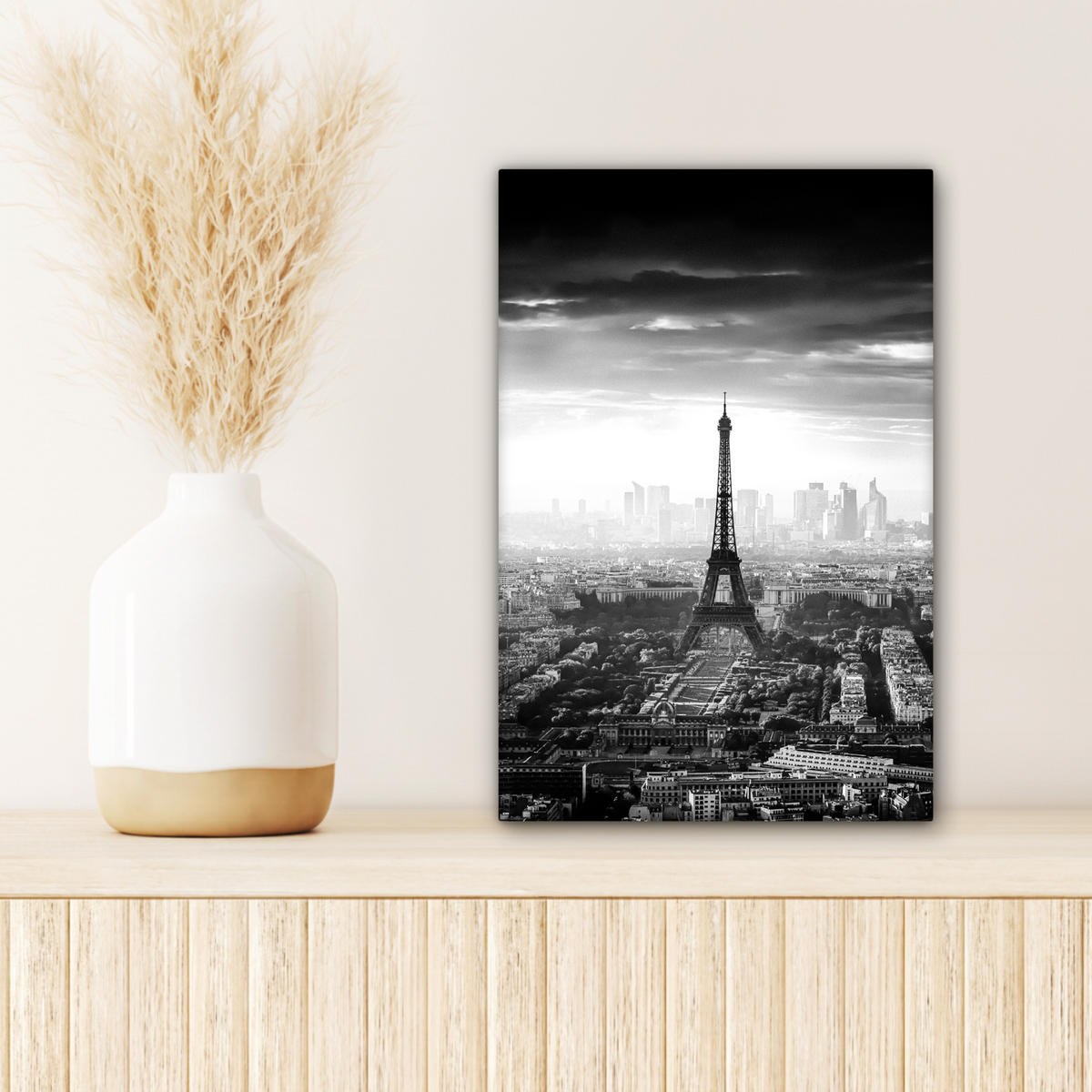 LEINWANDBILD Paris - Skyline - Eiffelturm - Stadt - Wolken 20x30 cm - Dunkelgrau, Textil (20/30cm) - MuchoWow