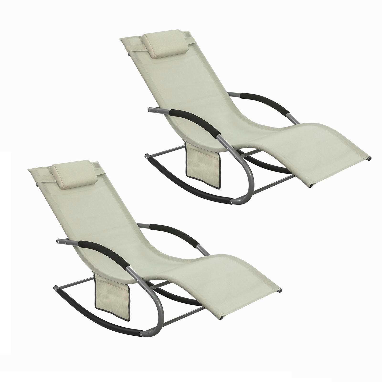 SONNENLIEGE 2er Set Beige - Beige, Metall (63/83/150cm) - SoBuy