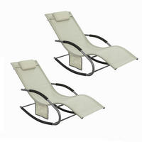 SONNENLIEGE 2er Set Beige - Beige, Metall (63/83/150cm) - SoBuy