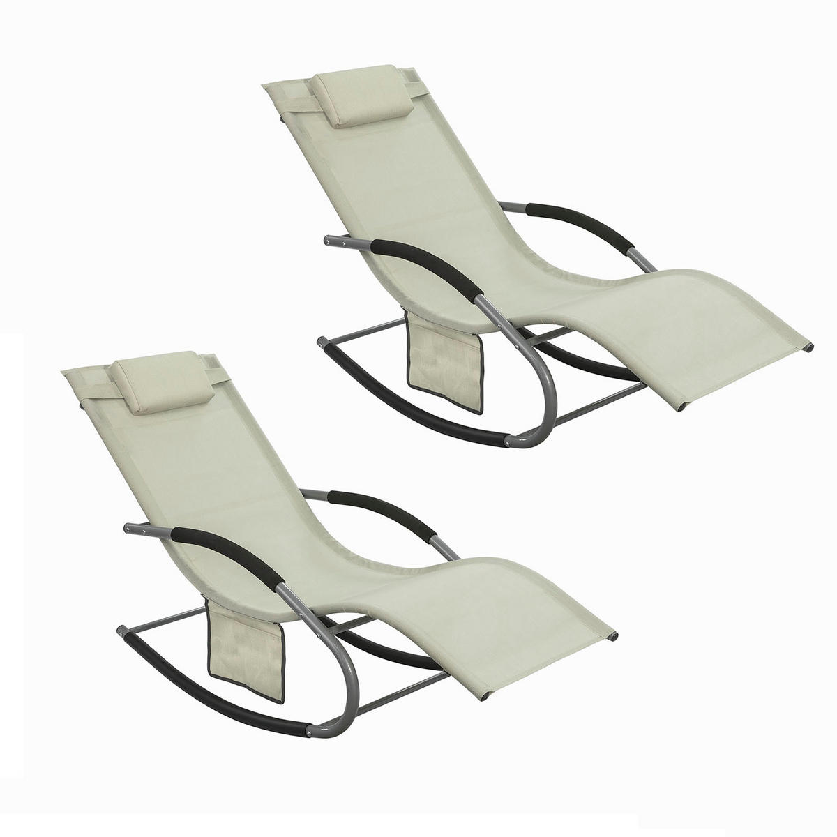 SONNENLIEGE 2er Set Beige - Beige, Metall (63/83/150cm) - SoBuy