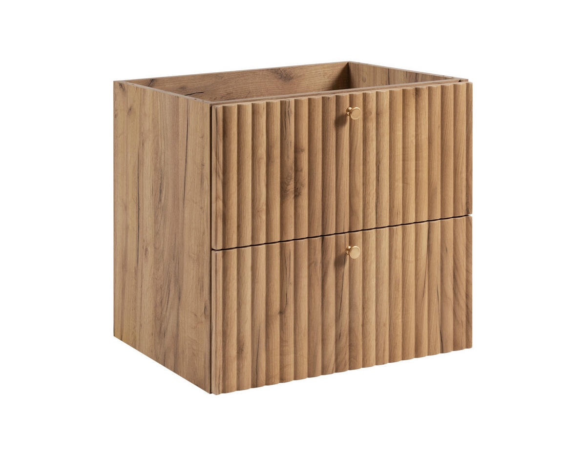 BADEZIMMERSCHRANK: Craft Eiche Gold / Platte Craft-Eiche / Griffe Gold / Beine Gold, 60 x 44,4 x 73,6 cm - Eichefarben/Goldfarben, Holzwerkstoff (60/73.6/44.4cm) - 3XE LIVING