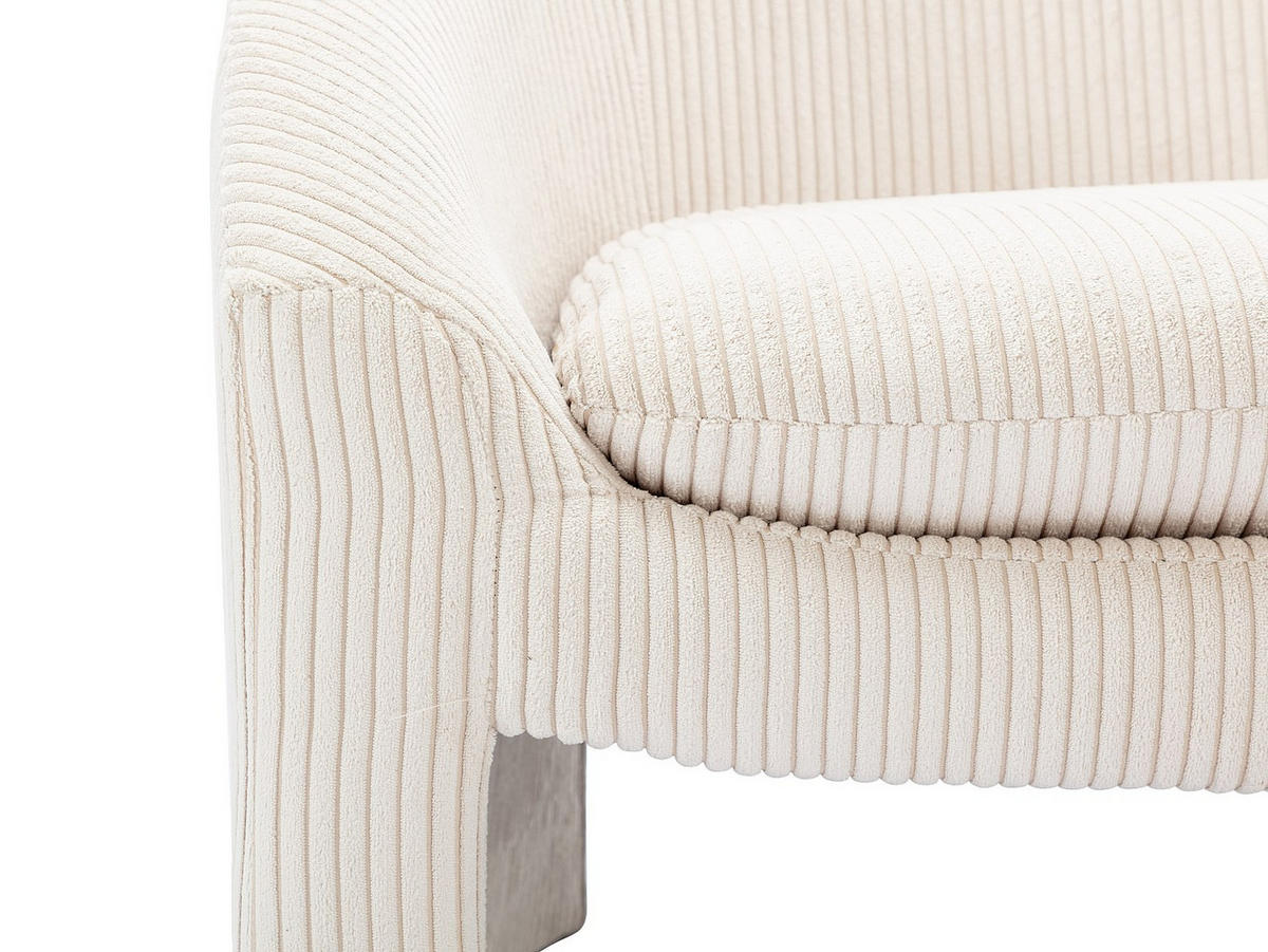 SOFAGARNITUR ohne Schlaffunktion - 3 -Sitzer - Samt - cremefarben - OSSANA - Creme, Textil (137/74/74cm) - Vente-Unique