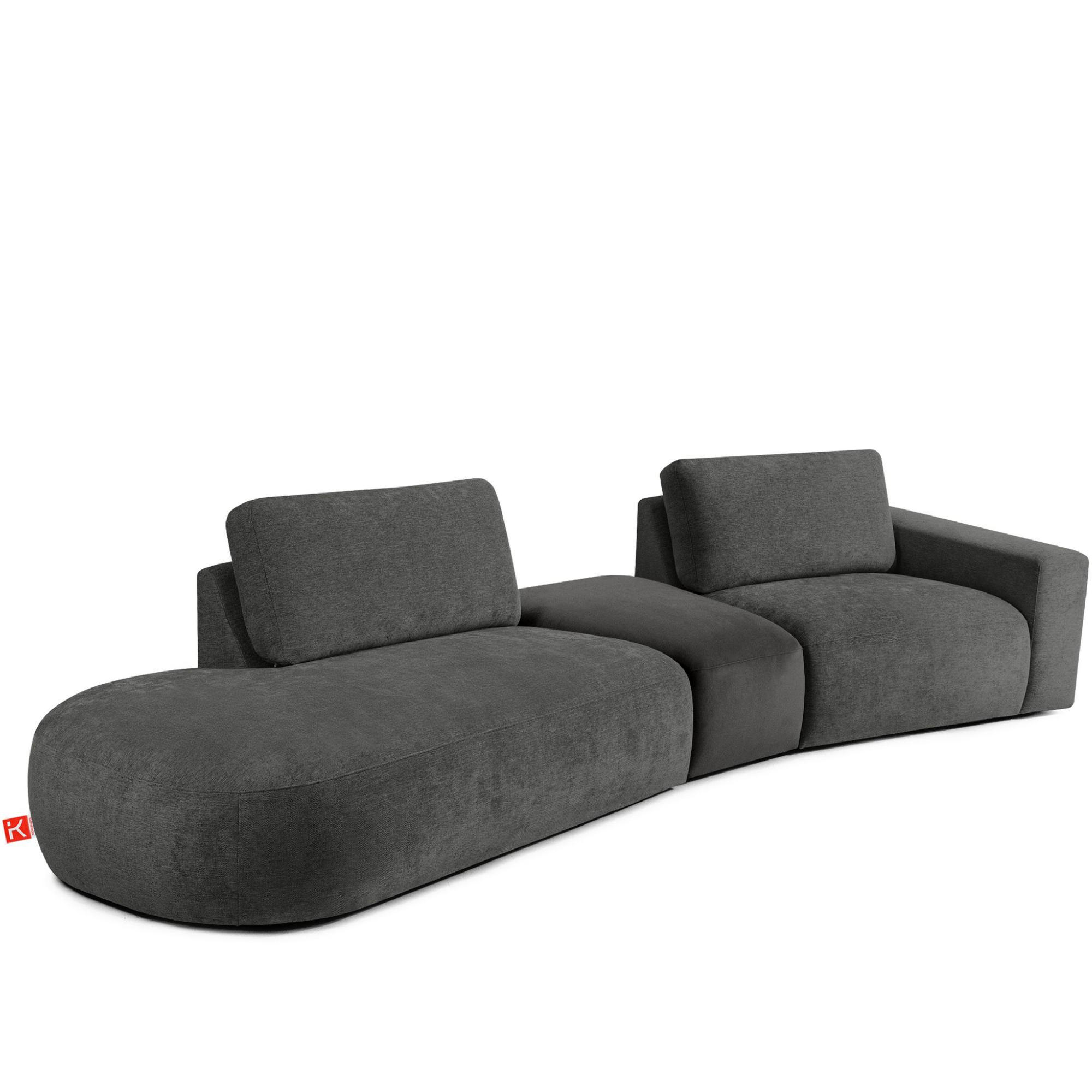 4-SITZER ECKSOFA ZUCCO Chenille links, Anthrazit - Anthrazit, Textil (350/84/105cm) - KONSIMO®