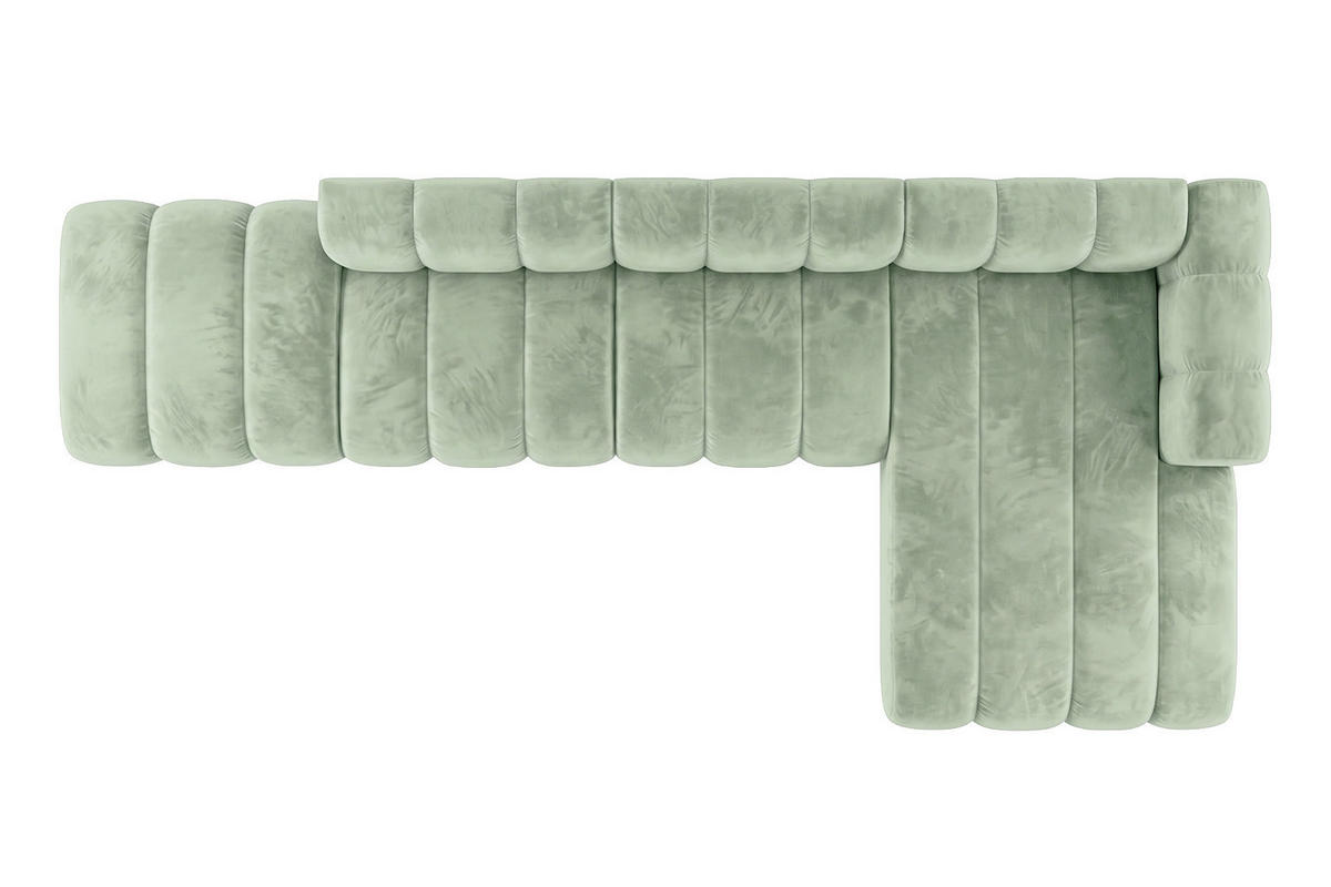 ECKSOFA Modulares In L-Form Mit Hocker, Velvet-Stoff Riviera, Mintz, Rechts, GRAND - Mintgrün, Holz (386/179cm) - Kaiser Möbel