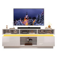 TV-LOWBOARD 160x35x60 cm Weiß LED Hochglanz Glas MDF - Weiß, Holzwerkstoff (35/60/160cm) - FLIEKS