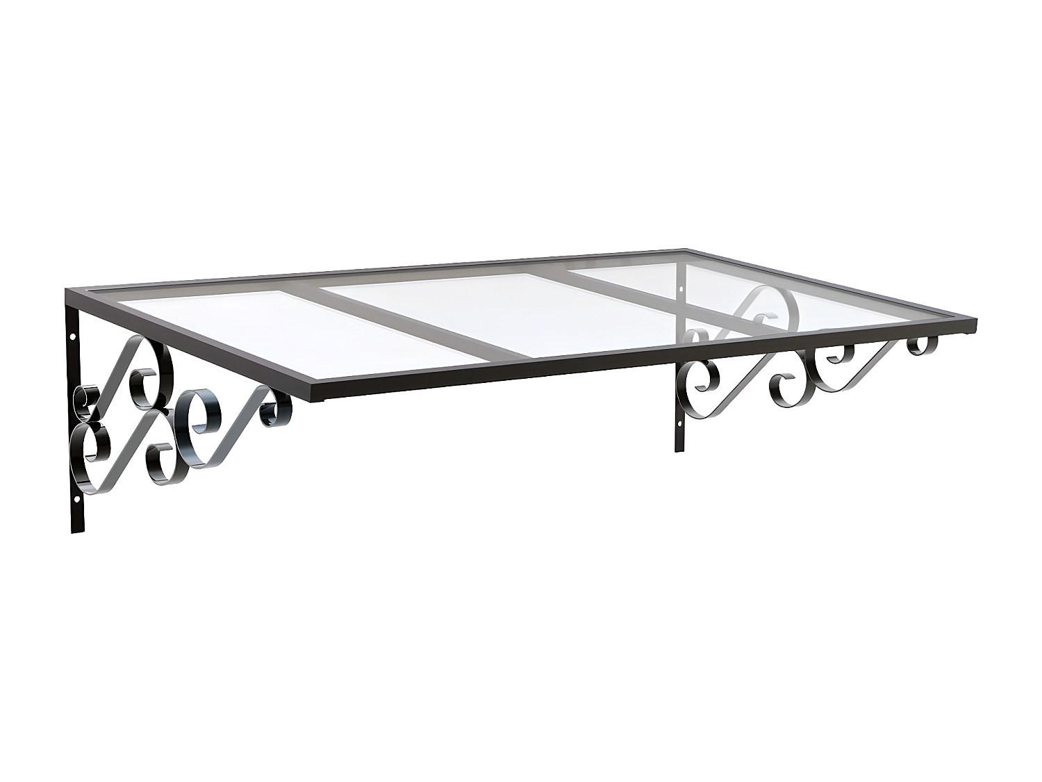 VORDACH - Aluminium - 150 x 80 cm - geneigt - AMBAN - Schwarz, Kunststoff (150/42.5/80cm) - Vente-Unique