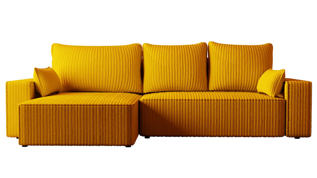 ECKSOFA Tobi mit Bettkasten und Schlaffunktion, L-Form/XL-Form, Cordstoff, Universal - Kupferfarben, Holzwerkstoff (276/145cm) - 4ALL HOME