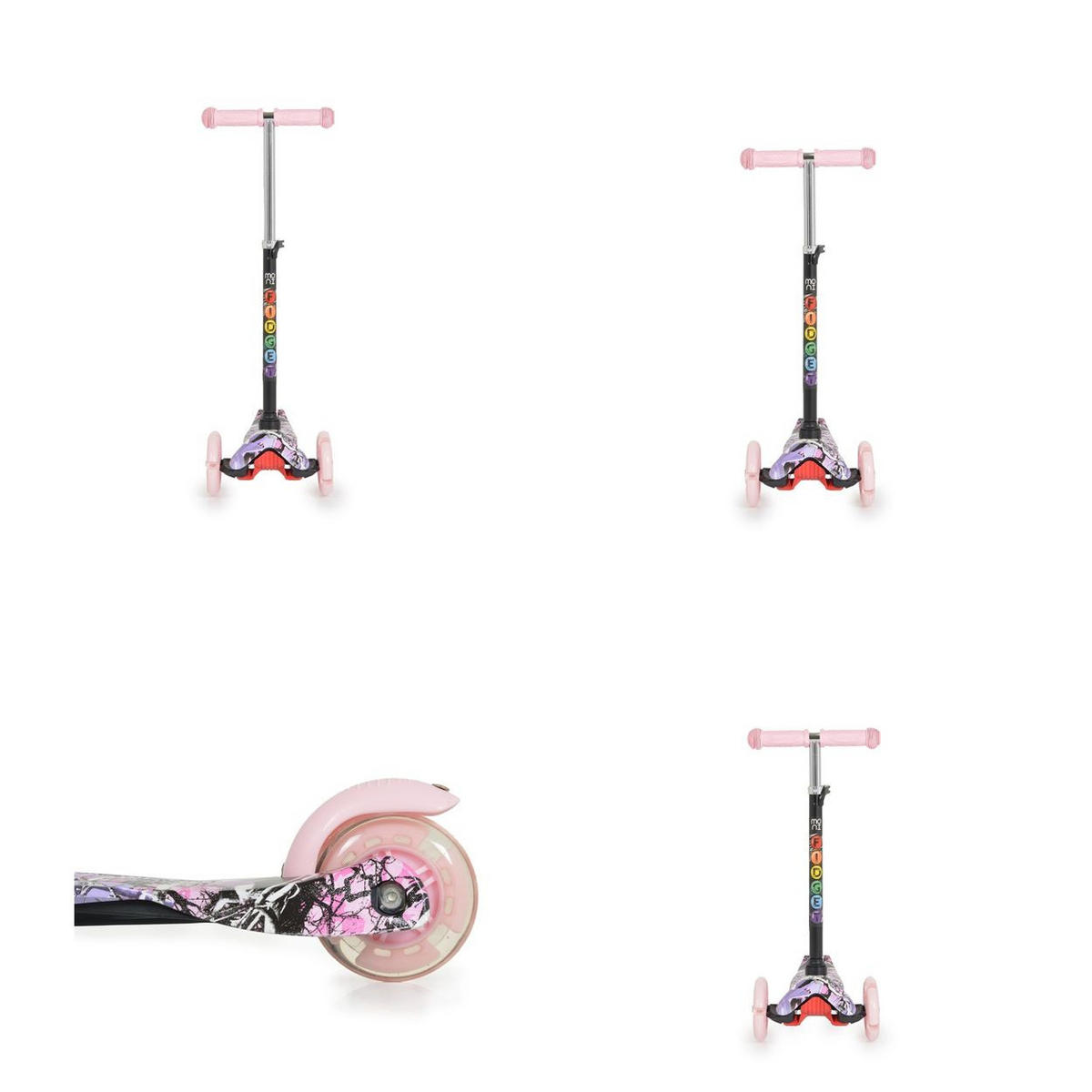 KINDERROLLER Fidget rosa höhenverstellbar, PU-Räder, Wasserdruck, ABEC-7 - Rosa, Metall (54/23/72cm) - Moni