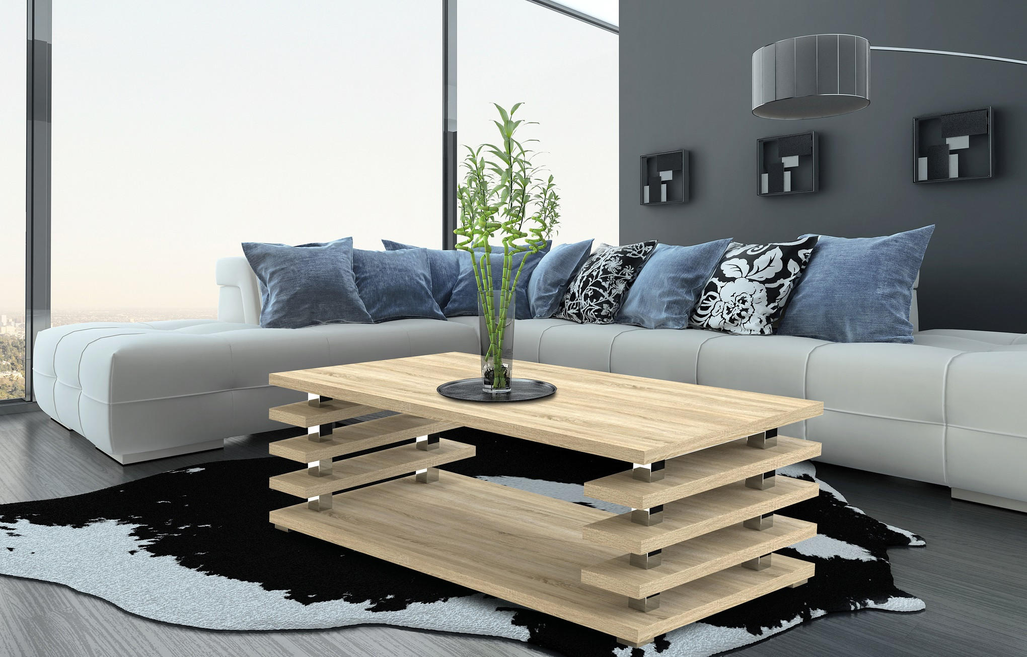 COUCHTISCH rechteckig Sonoma Eiche Ablage 120/40/60 cm - Sonoma Eiche, Holzwerkstoff (60/120/40cm) - designimpex