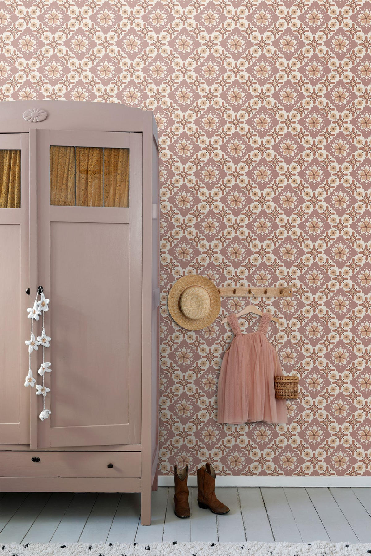 TAPETE Blumenmuster 50 x 900 cm - Lila, Papier (50/900cm) - ESTAhome
