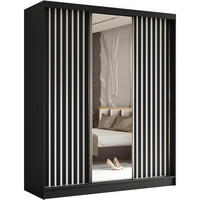 SCHWEBETÜRENSCHRANK Helix 180/216/61 schwarz+weiß mit Schubladeneinsatz - Schwarz/Weiß, Holzwerkstoff (180/216/61cm) - Beautysofa