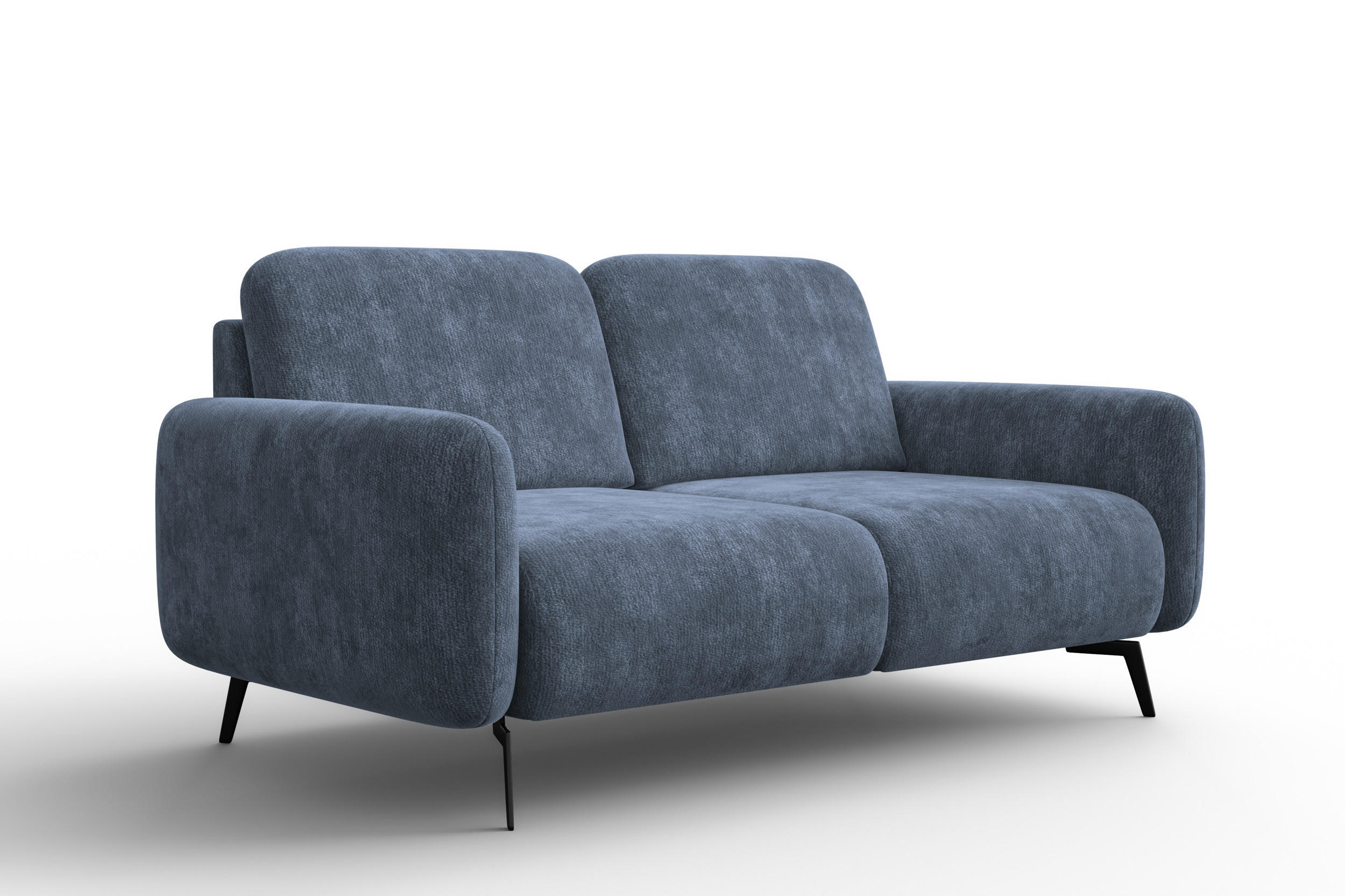 SOFA FEBE 2-Sitzer, marineblauer Chenille-Stoff - Blau/Schwarz, Holz/Textil (160/82/96cm) - Wozimo
