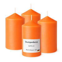STUMPENKERZEN (4er Pack) Ø6cm x 10cm - Orange - Orange, Naturmaterialien (10cm) - HS Candle